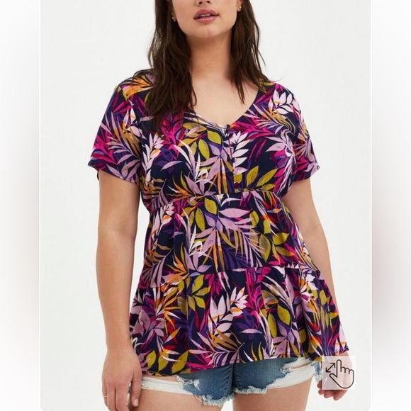 torrid Tops - Torrid Tropical Slub Tiered Baby Doll Top